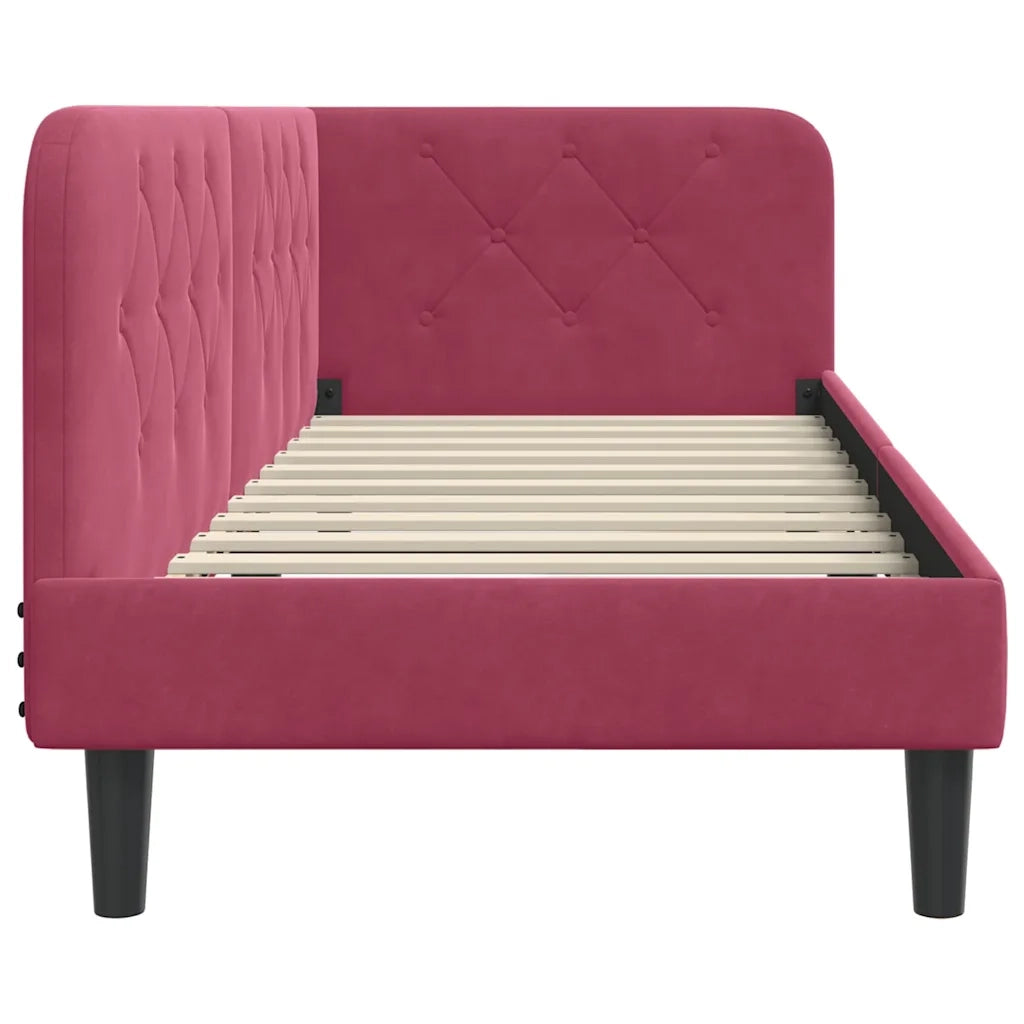 Cornice del letto ad angolo Rosso Vino 80 x 200 cm Velluto