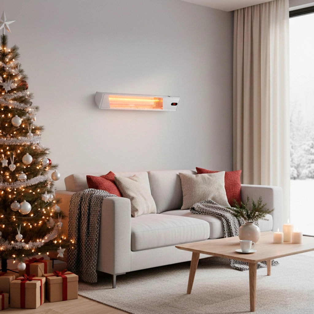 Sined Caldo Ira Inox 2000 Riscaldatore Elettrico Infrarossi Da 2000w Regolabile Grigio Riscaldante Da Interno a Onda Corta a Ira e Telecomando Design Elegante Griglia a Protezione e Display a Led