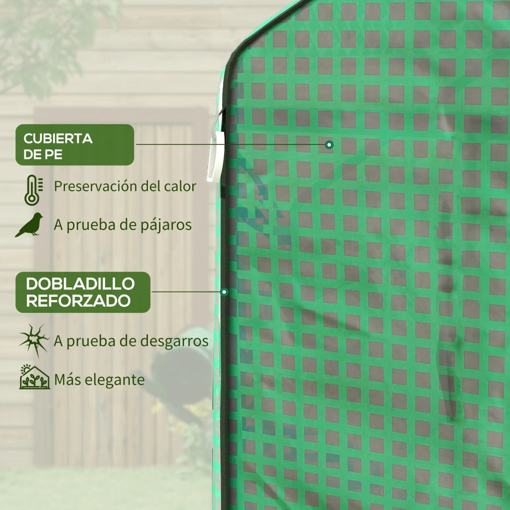 Serra da Giardino ¨C Minimal ¨C Verde 140x73x190 cm con Finestra e Porta a Zip Anti-UV