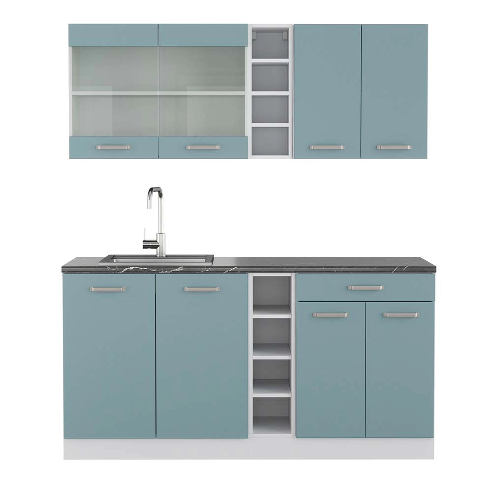 Vicco Cucina completa Blu-grigio/bianco 160 cm , PL Antracite