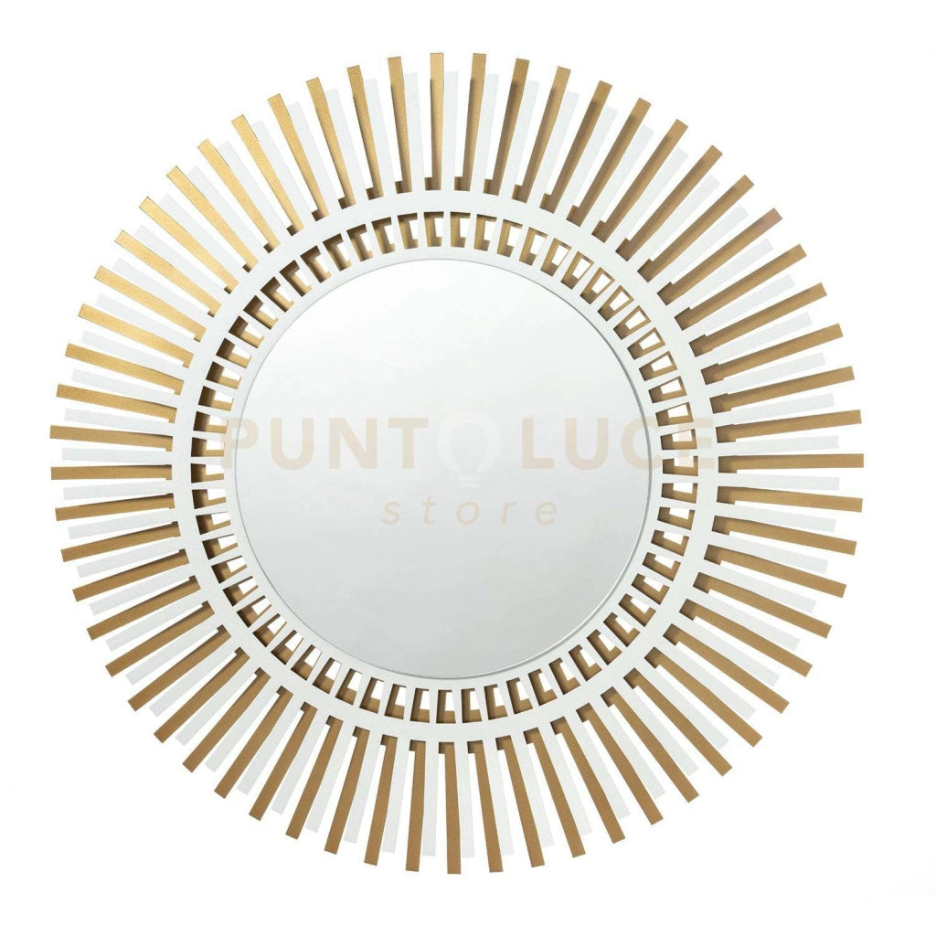 specchio narciso Oro trasparente e bianco marmo in Ferro Diametro90cm(specchio45cm)