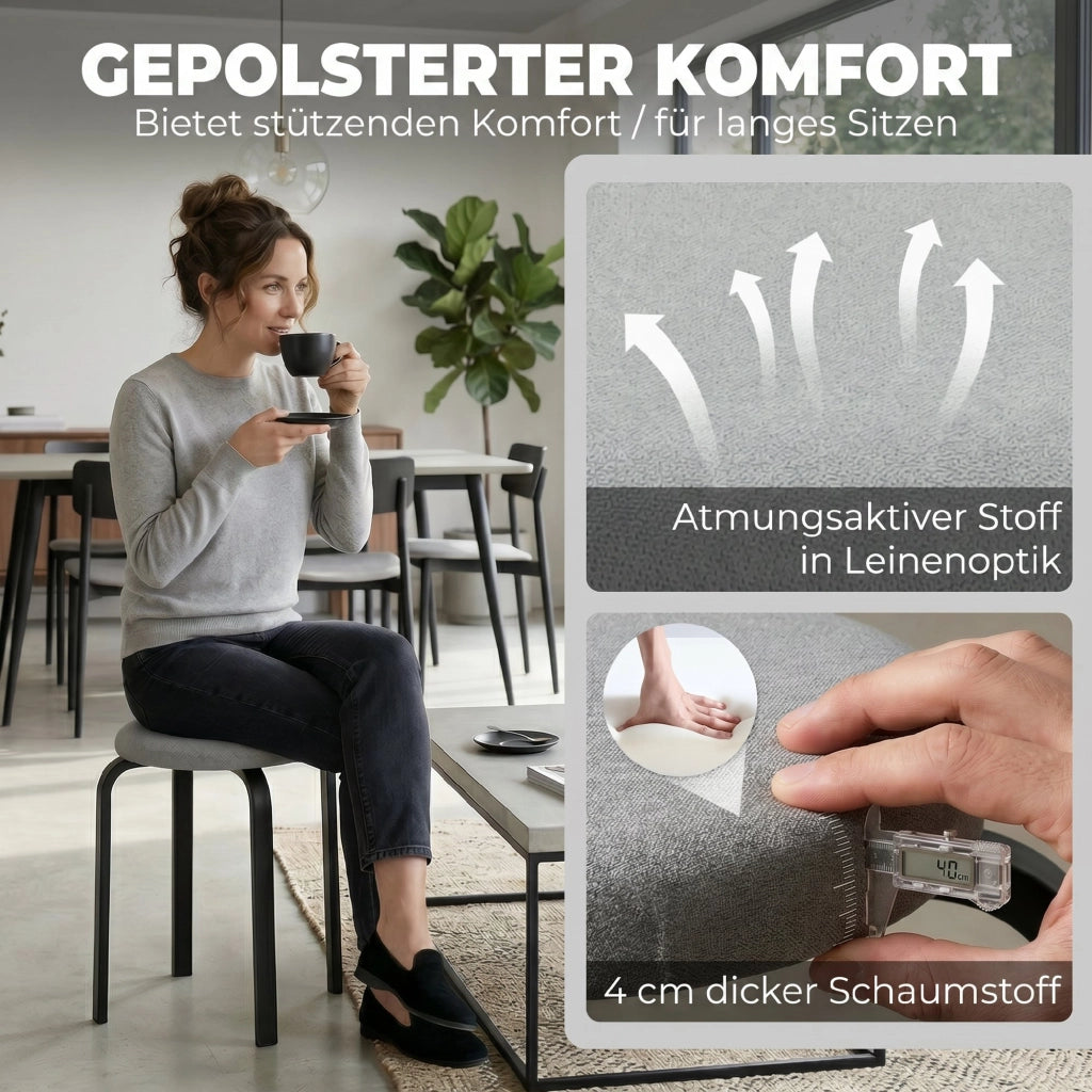 Set di 4 sgabelli tondi imbottiti ¨C zephmum ¨C grigio
