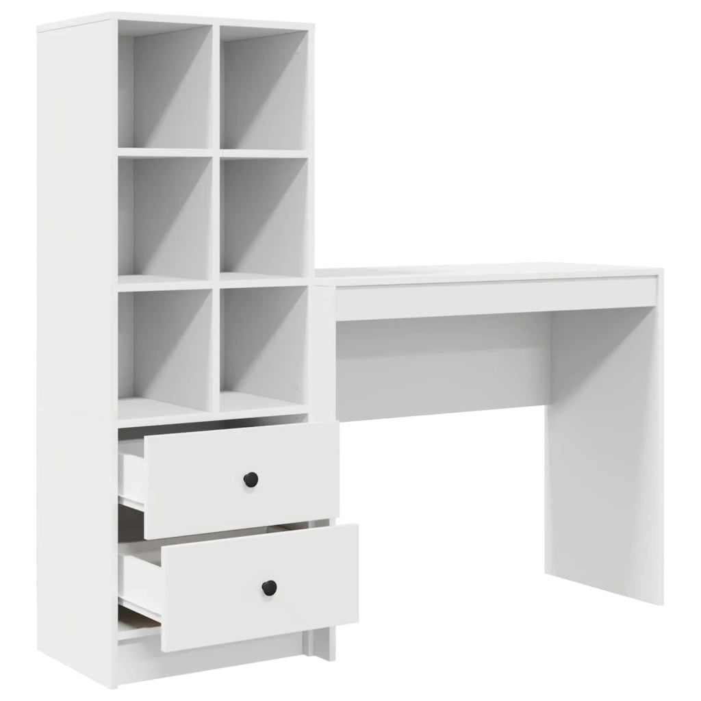 Scrivania con cassetto con lo scaffale 2 pcs Bianco 3337321