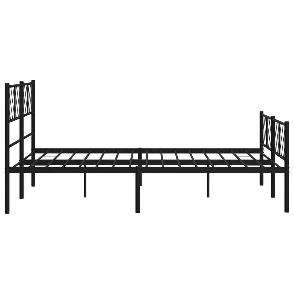 Giroletto con Testiera e Pediera Metallo Nero 140x190 cm 372197