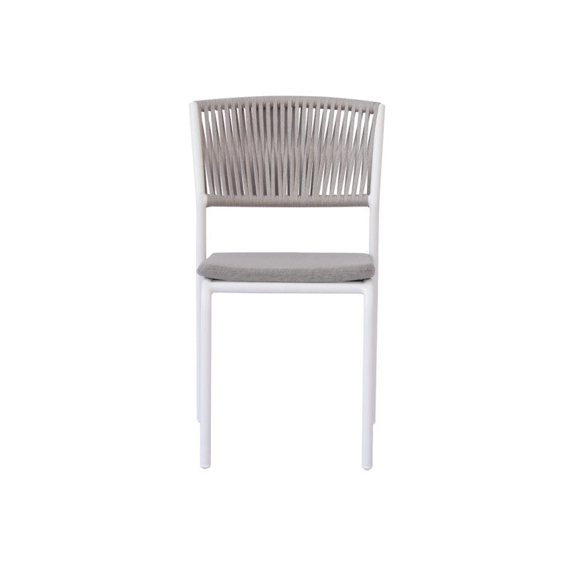 Sedia Modena Set B Alluminio Bianco E Corda Beige Moia