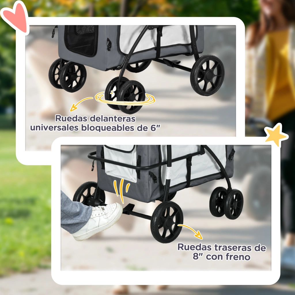 Carrello per Cani Piccoli Pieghevole ¨C zephmum ¨C Grigio