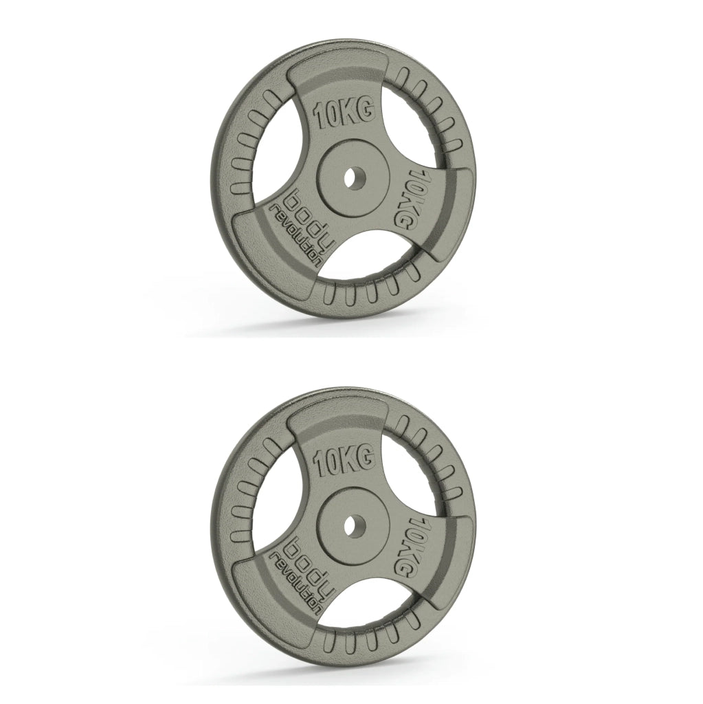 2 piastre da 10 kg con presa tripla – foro 25 mm.
