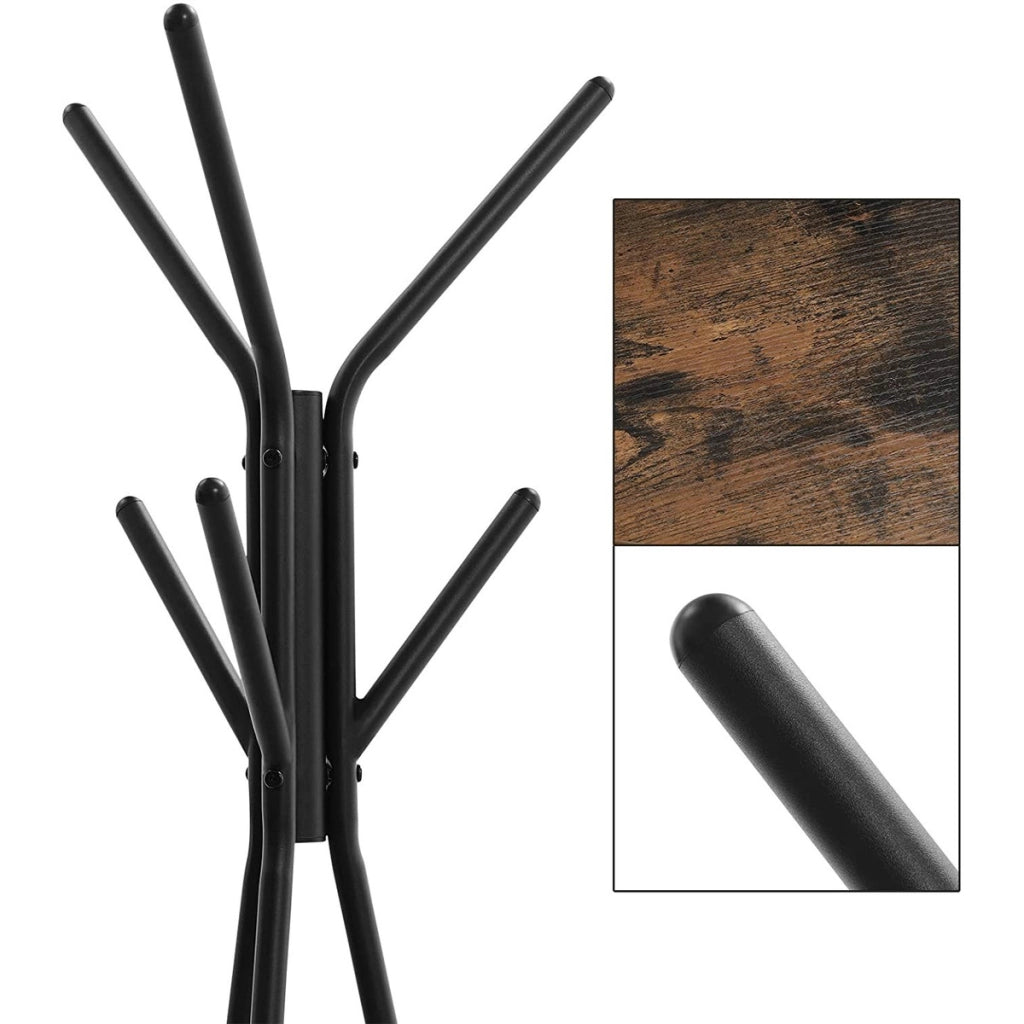 Appendiabiti da terra industrial in ferro e legno rustico