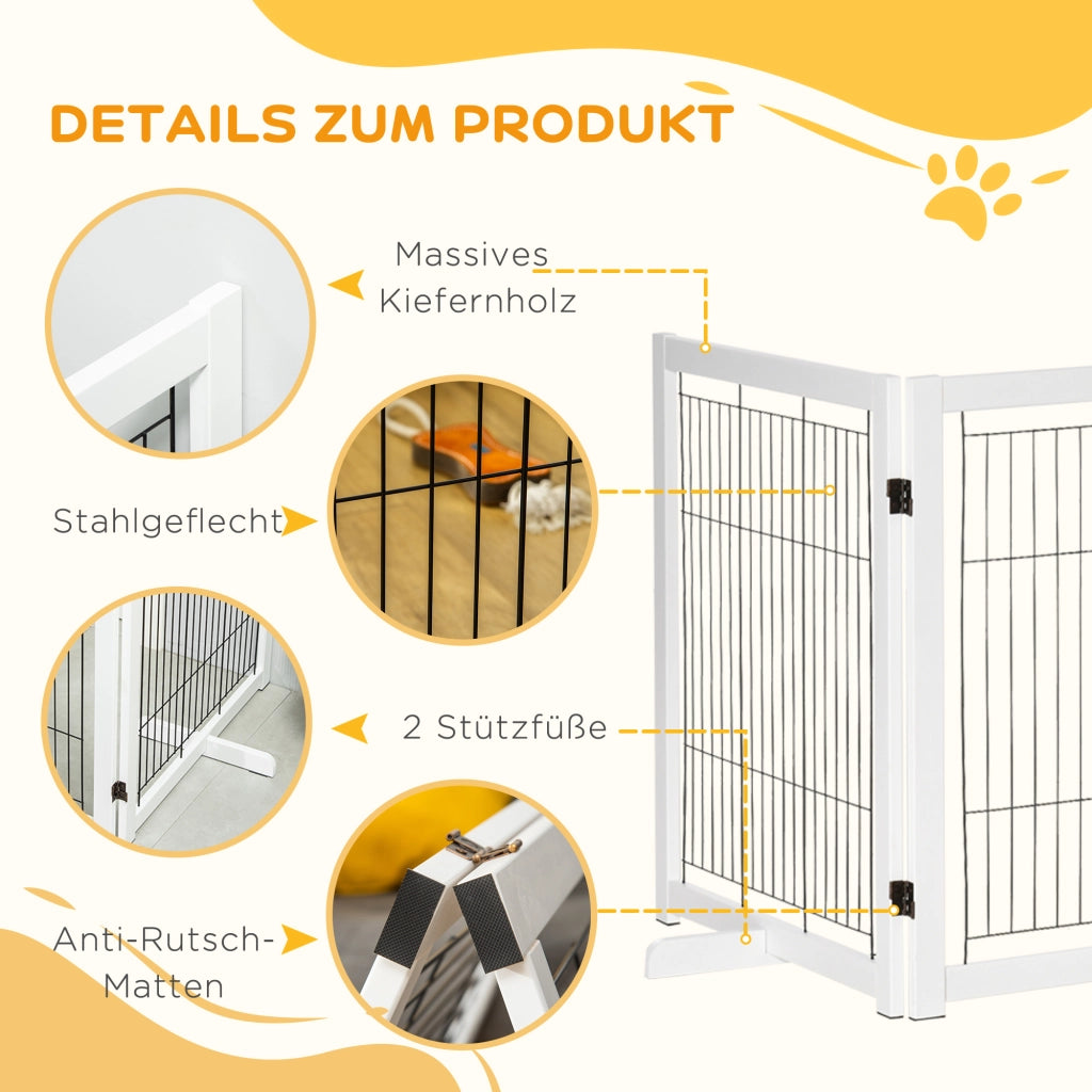 Cancello per Cani in Legno ¨C zephmum ¨C 305x82 cm Bianco