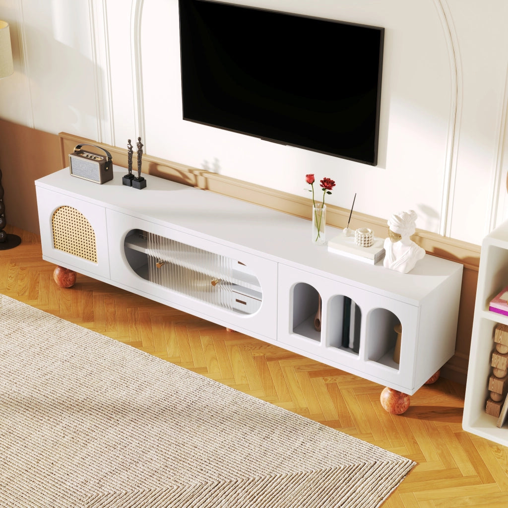 Cassettiera TV bianca in truciolare lunghezza 170 cm