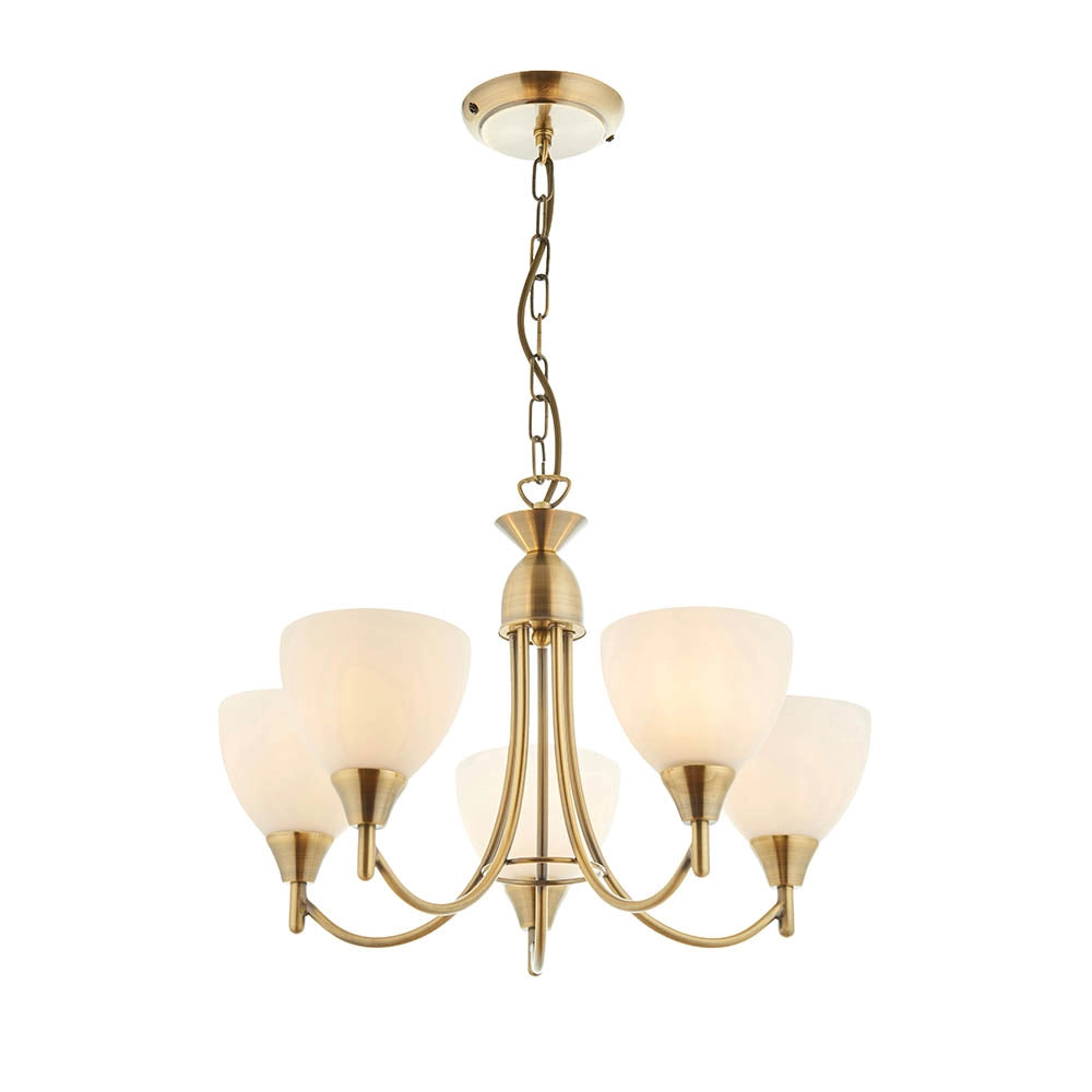 Lampadario classico ottone anticato 5 luci E14 Alton
