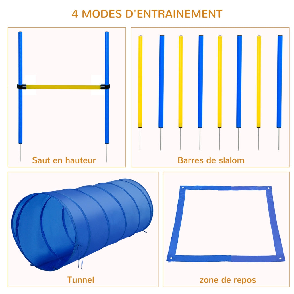 Set per Agility Cani con Ostacoli, Tunnel e Zona Riposo ¨C Minimal ¨C Blu e Giallo