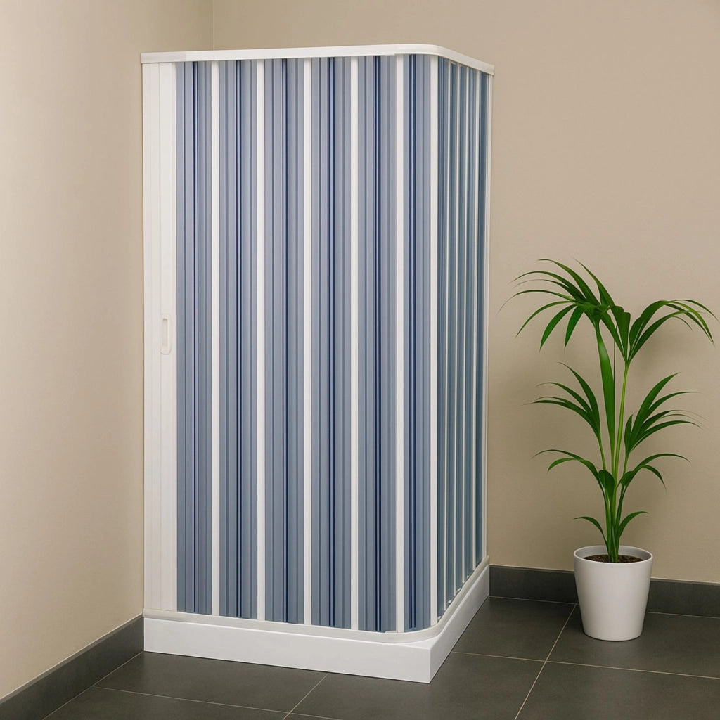 Box doccia a soffietto a due lati in pvc guide estensibili aperture reversibili *** misure 92-102 x 92-102 cm, confez...