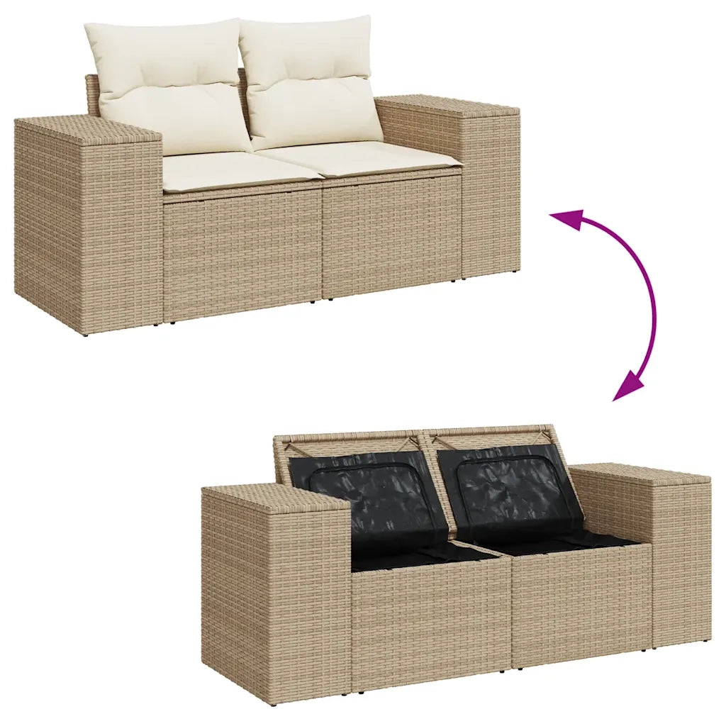 Set Divano da Giardino 8 pz con Cuscini Beige in Polyrattan 3325714
