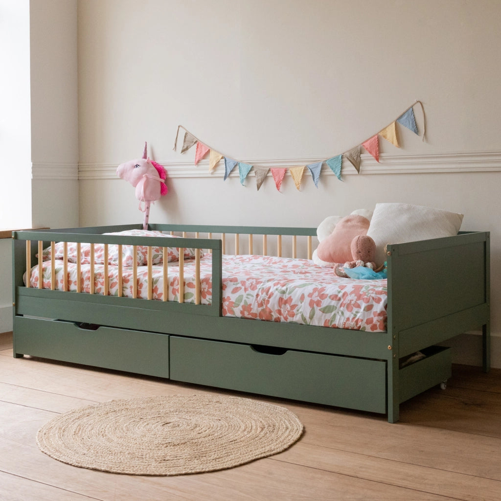 Letto per bambini 190x90cm verde con cassetti ADAM