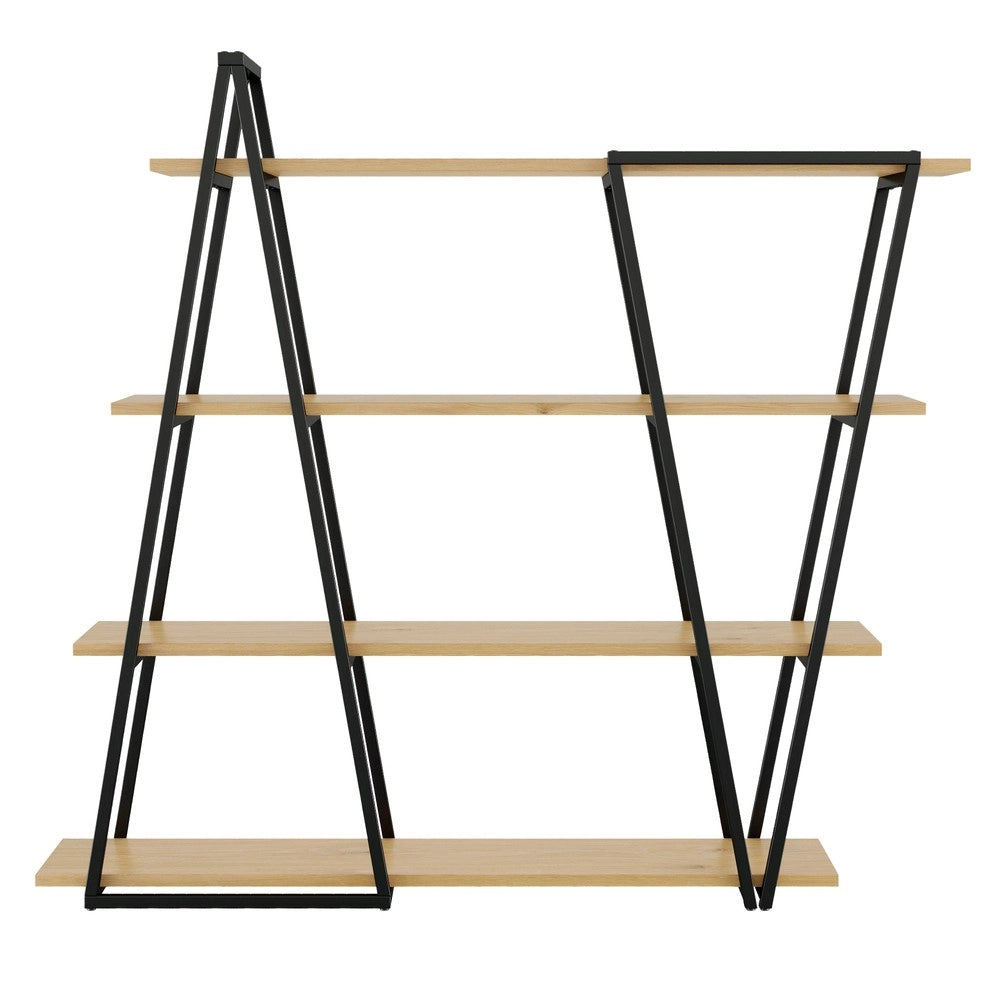 Libreria Geometrica a Scaffale Aperto ¨C Xylo ¨C Metallo e MDF, 158x35x166 cm