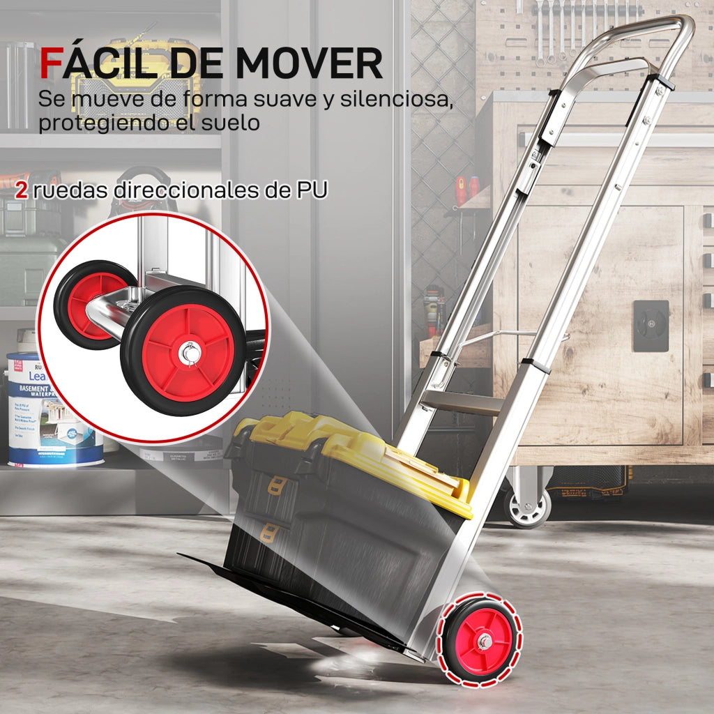 Carrello Pieghevole in Alluminio con Ruote ¨C zephmum ¨C Colore Argento e Nero 40x41x108 cm