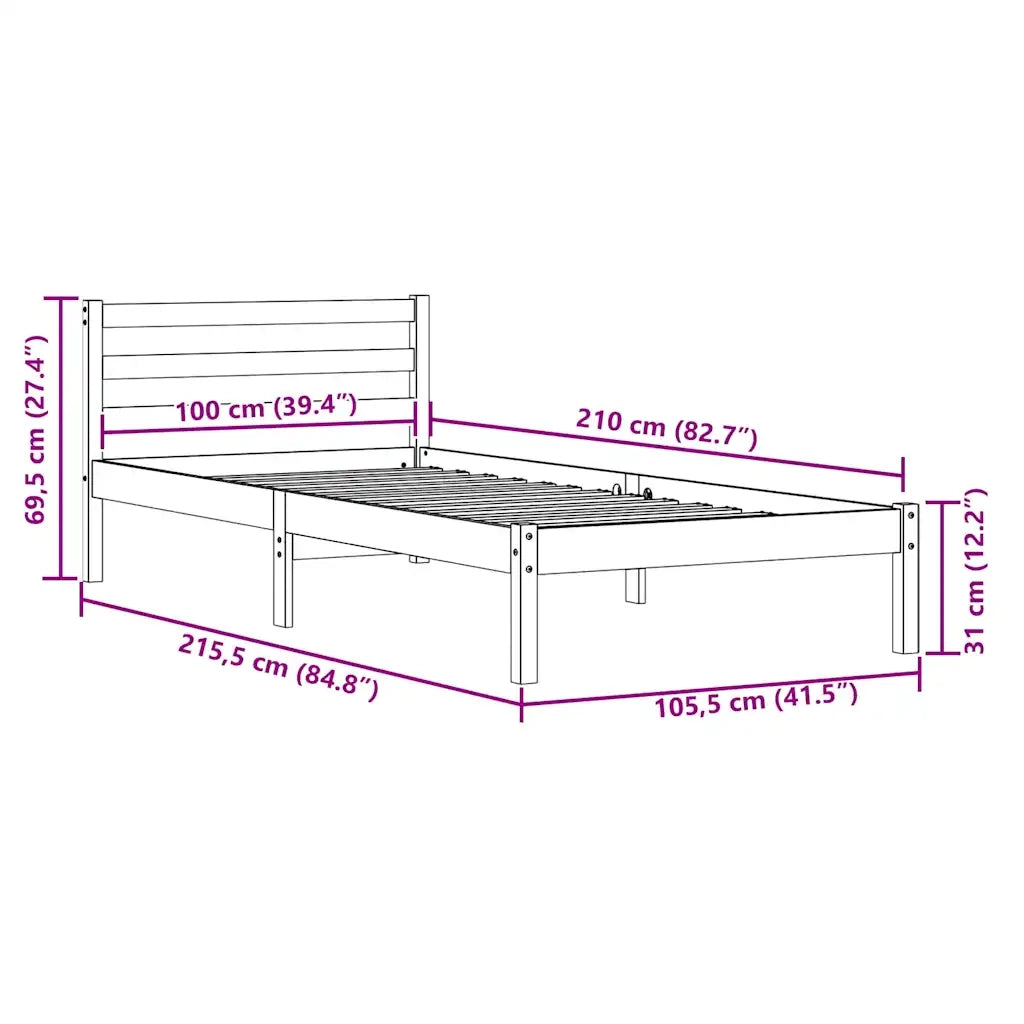 Struttura del letto-Giroletto Marrone 215,5 x 105,5 x 69,5 cm