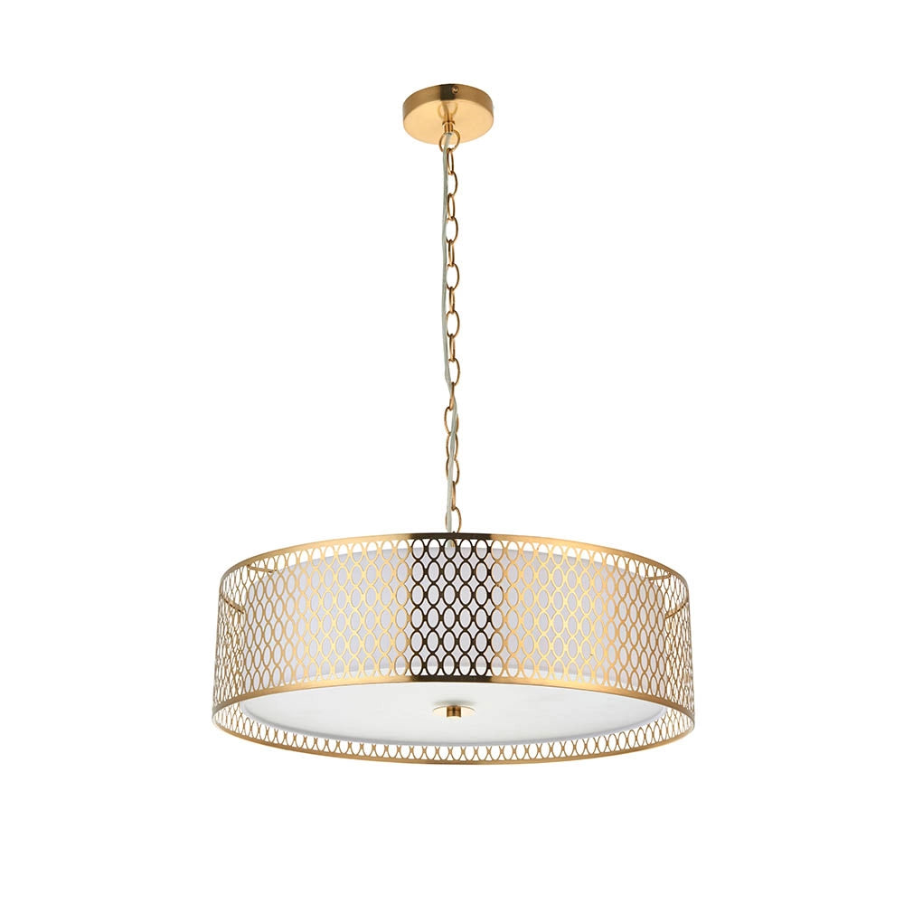 Lampadario rotondo traforato oro 3xE27 Cordero Endon