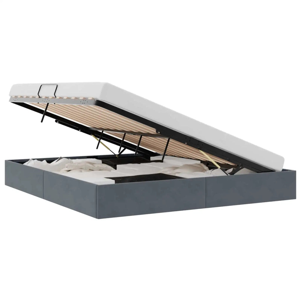 Letto con Contenitore Grigio Scuro 193 x 203 cm Velluto 3370139