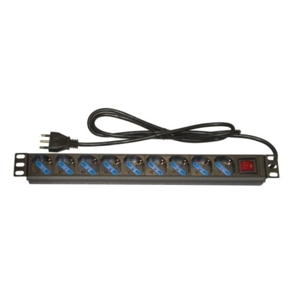 Armadio rack multipresa 9 prese 19 tripolari/schuko con interrutore - LK10053