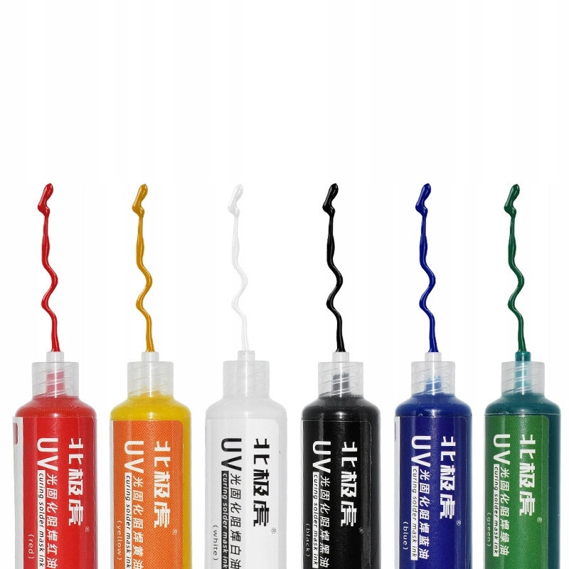 Set Soldermaska Rossa 10ml con Pistone e Lampada UV – Protezione PCB, Isolamento, Rapido Indurimento