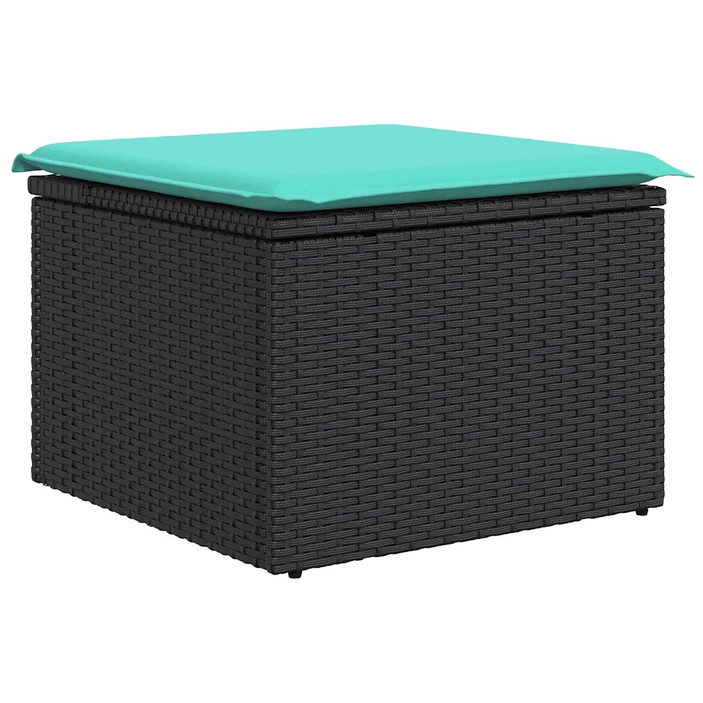 Set Divano da Giardino 6 pz con Cuscini Nero Polyrattan Acacia 3326618