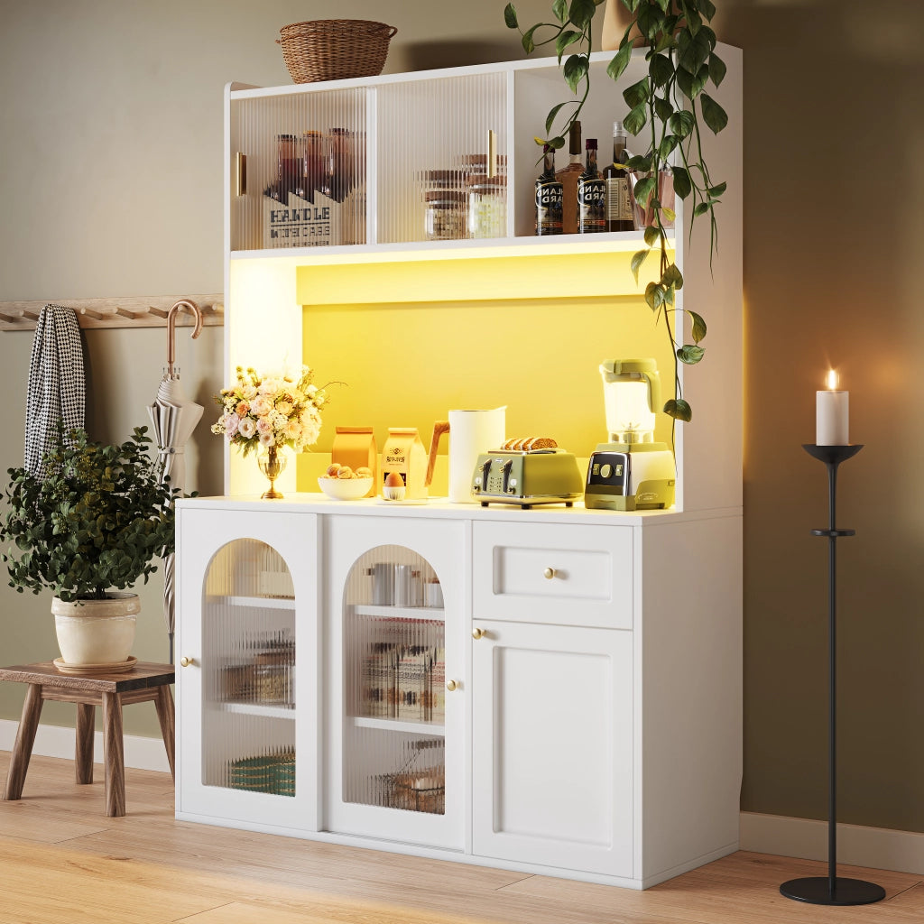 Mobile Buffet con LED e Ripiani Regolabili ¨C MINIMAL ¨C Bianco