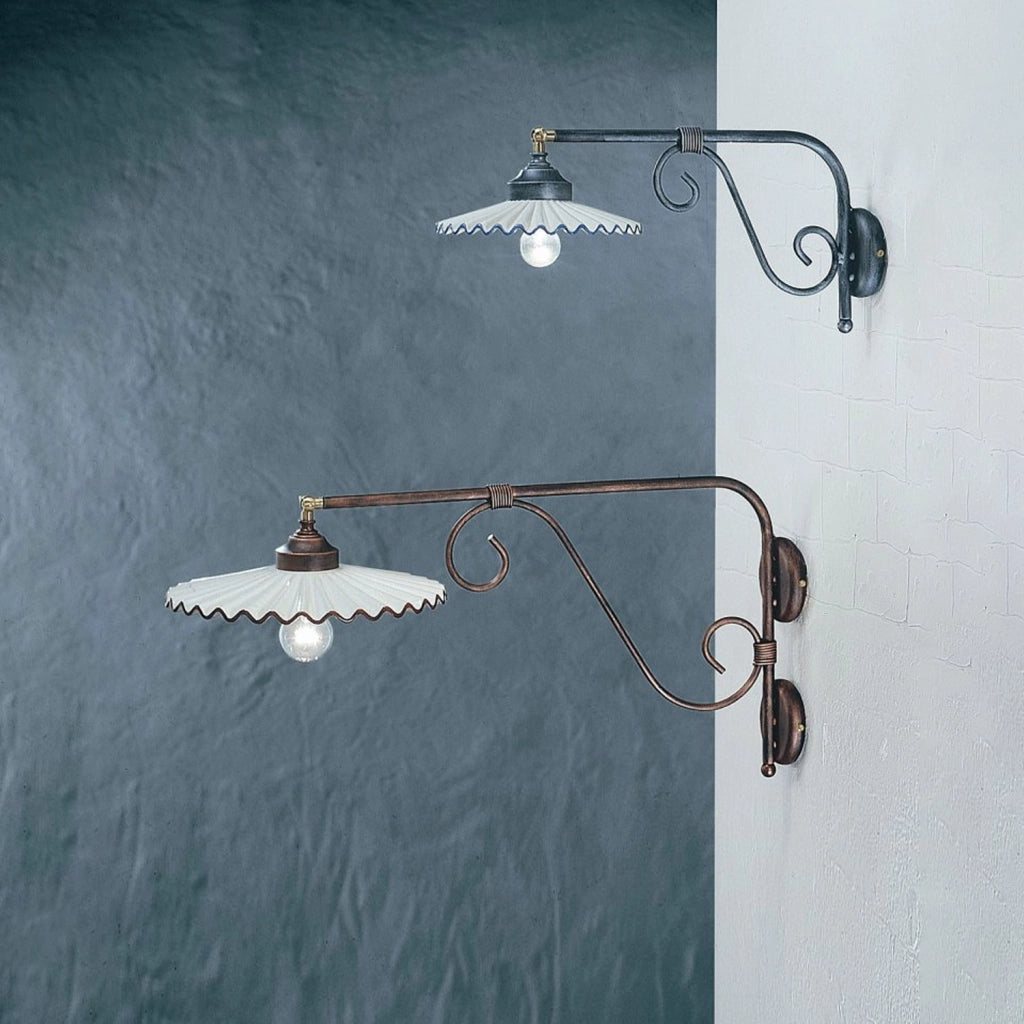Applique Classica L&aposAquila Metallo E Ceramica Nero Sfumato Rame 1 Luce E27