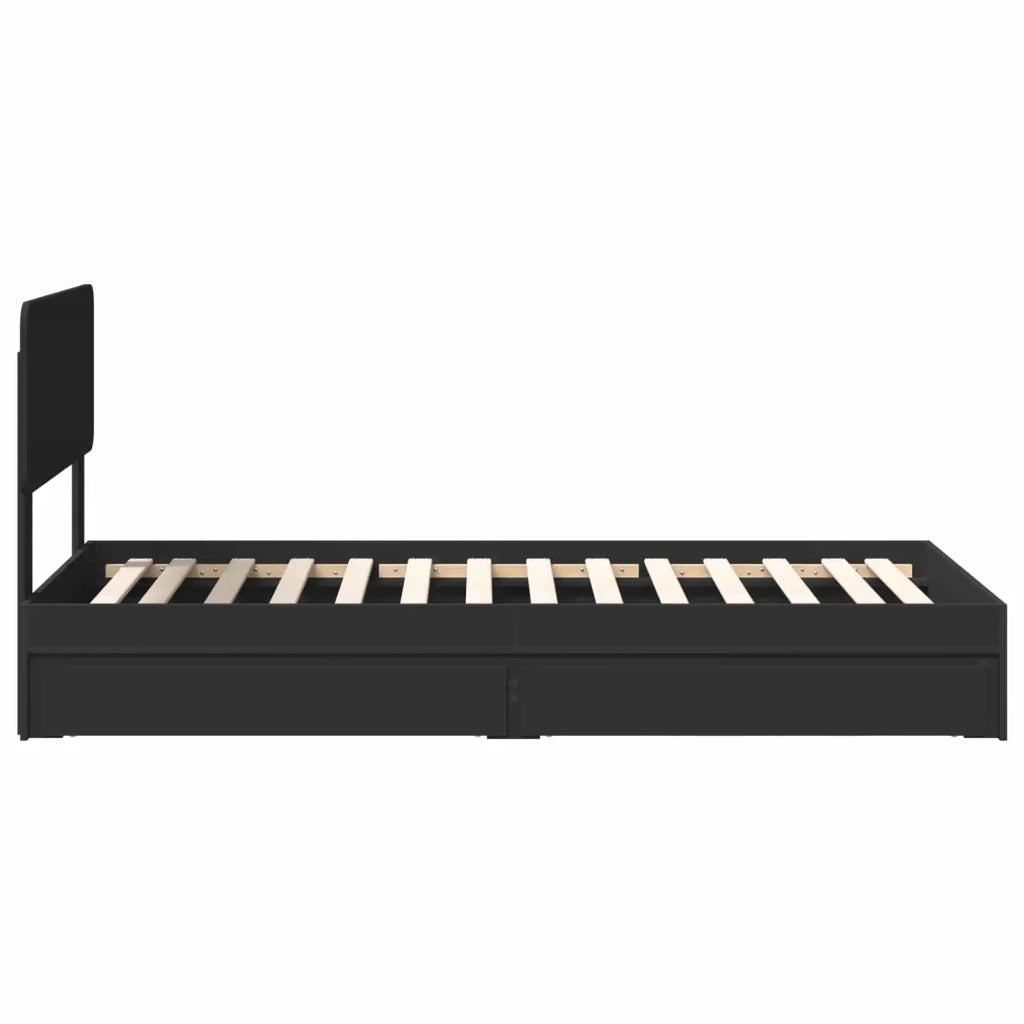 Letto con Contenitore Nero 75 x 190 cm Legno multistrato 3412326