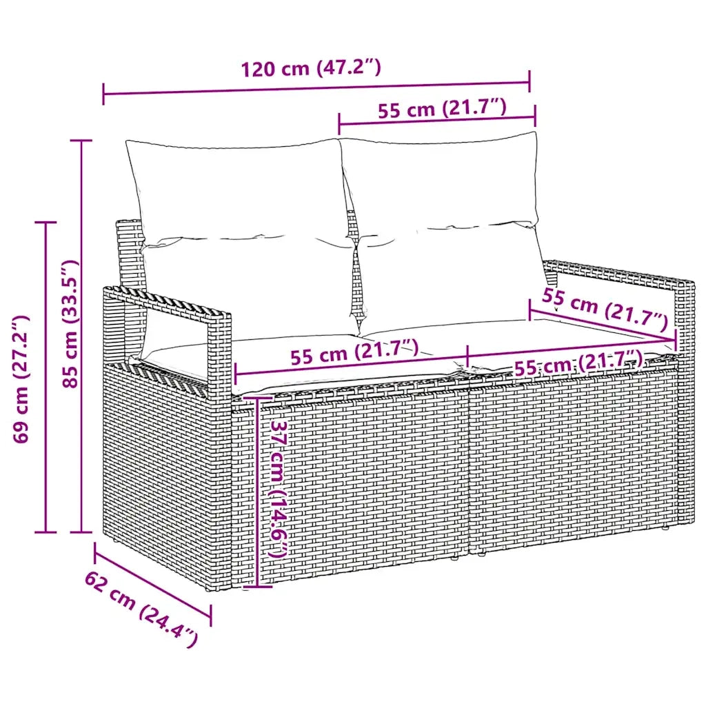 Set Divano da Giardino con cuscino 7 pcs Beige polyrattan 3347652
