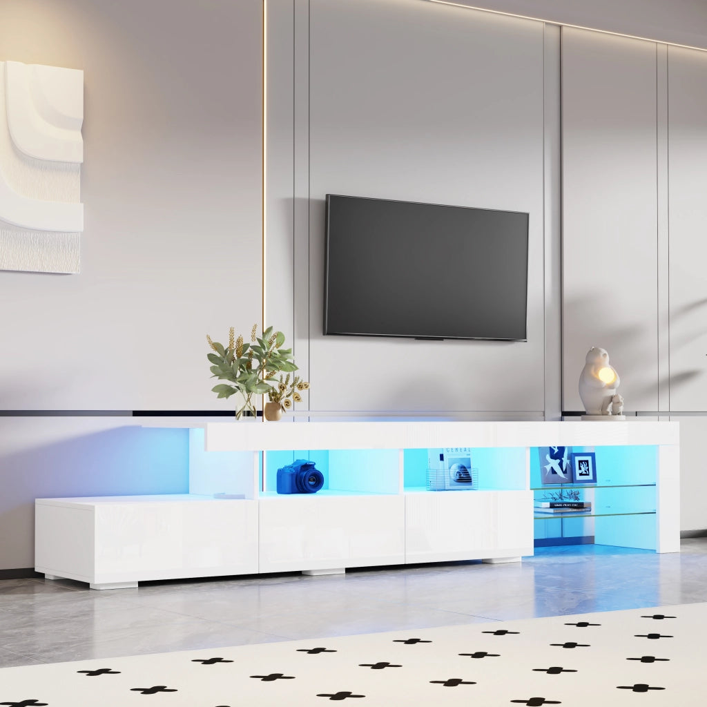 Cassettiera TV bianca lucida in MDF lunghezza 180 cm