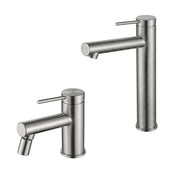 Set miscelatori lavabo alto e bidet spazzolato grigio in ottone con leva monocomando slim Alba
