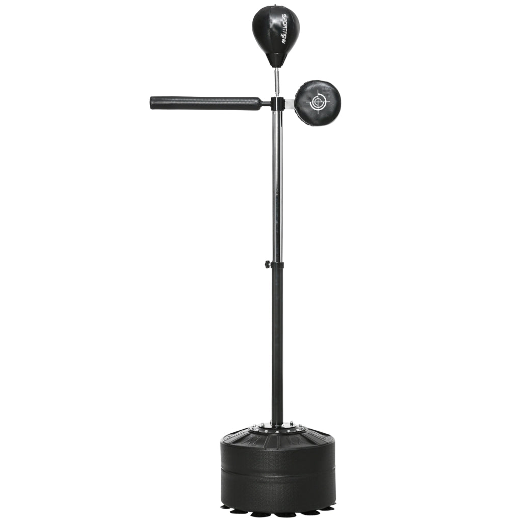 Sacco da boxe regolabile in altezza, 360¡ã girevole, con fasce da boxe ¨C Minimal ¨C Nero, 80.5x48x163-205 cm