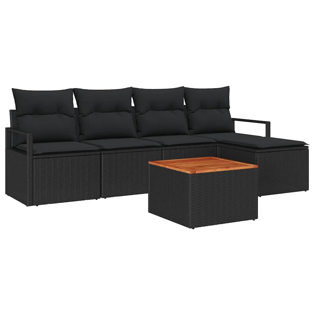 Set Divano da Giardino con archiviazione 6 pcs Nero polyrattan 3356364