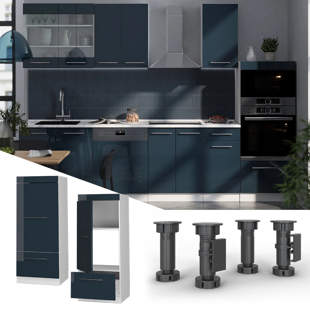 Mobile cucina microonde Fame-Line Blu scuro lucido/Bianco 60 cm Vicco
