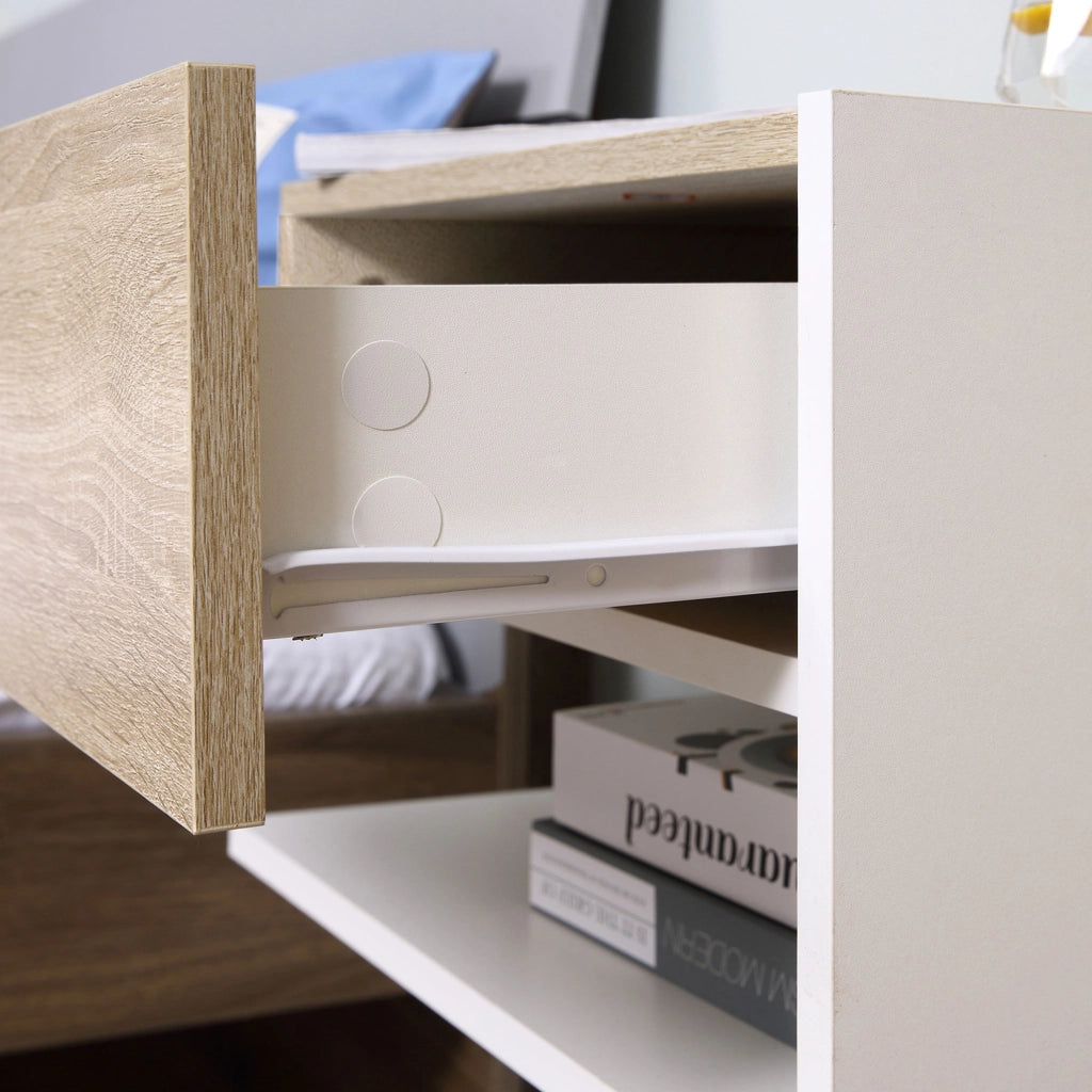 Comodino Sospeso Set 2 Pezzi con Cassetto ¨C Xylo ¨C Rovere e Bianco 46x30x30cm