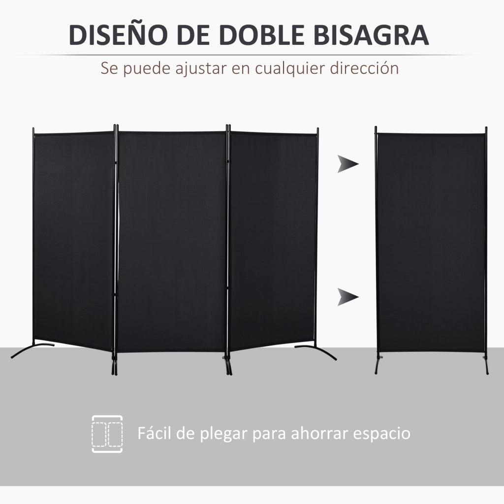 Paravento 3 Ante Pieghevole ¨C Minimal ¨C Nero Metallo 182x253 cm