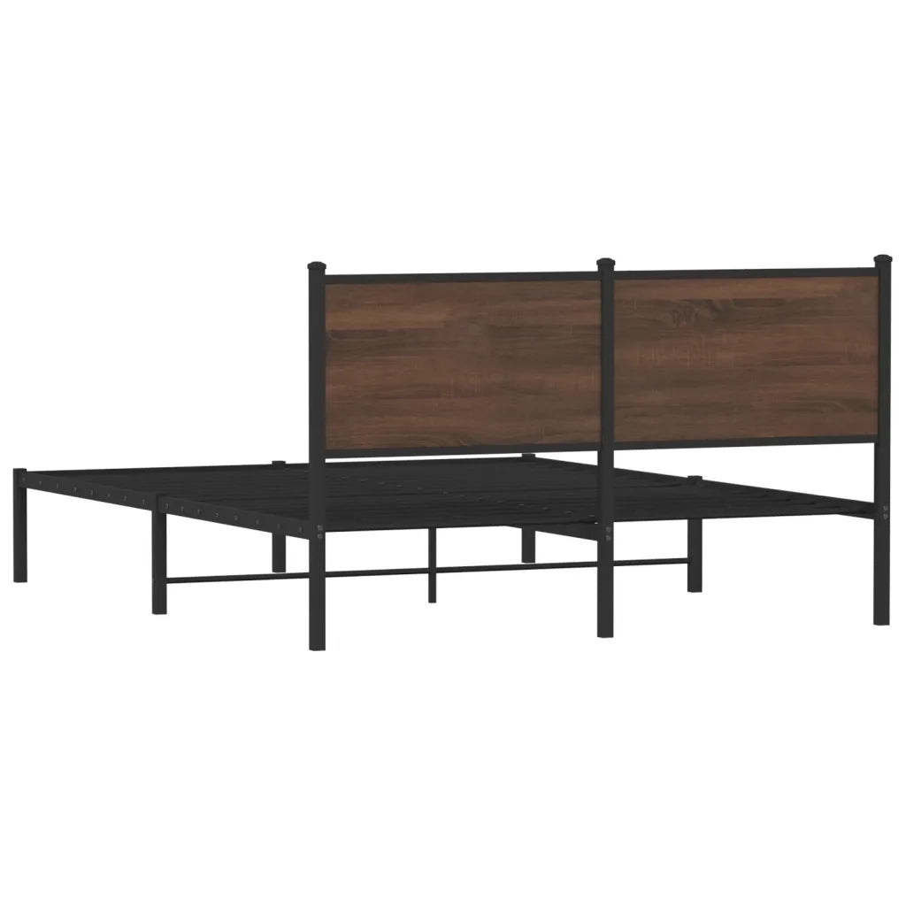 Letto matrimoniale | Letto per adulti | Giroletto senza Materasso in Metallo Rovere Marrone 140x200 cm