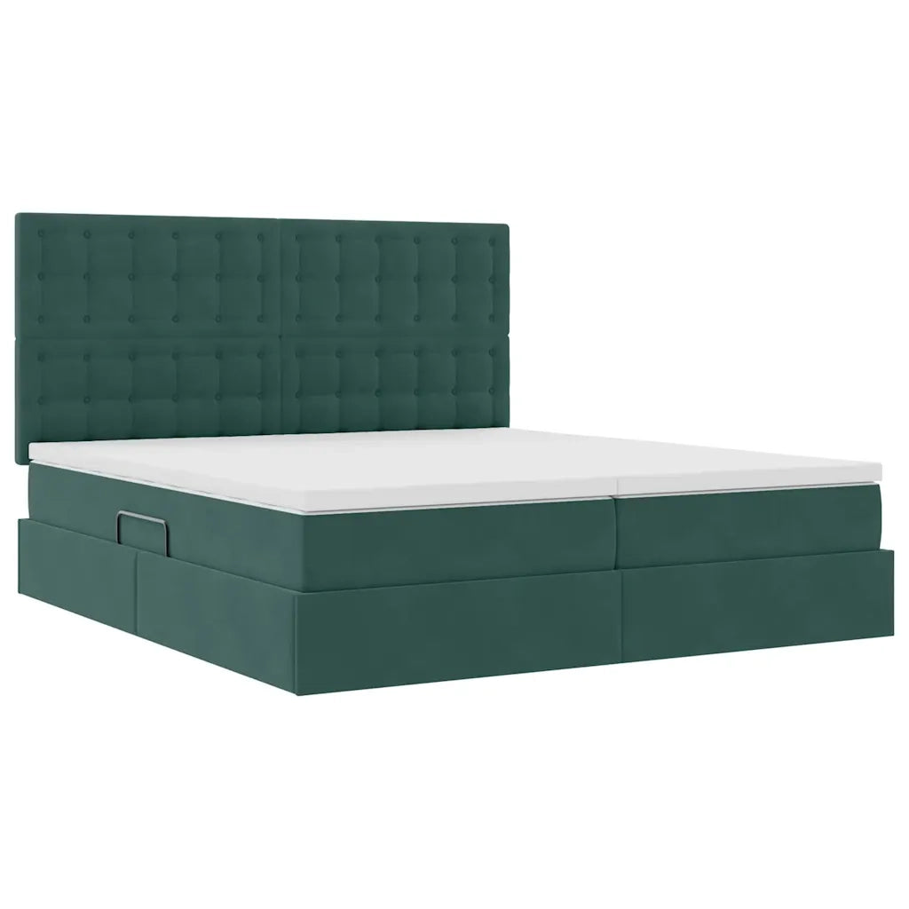 Letto con Contenitore Verde Scuro 200 x 200 cm Velluto