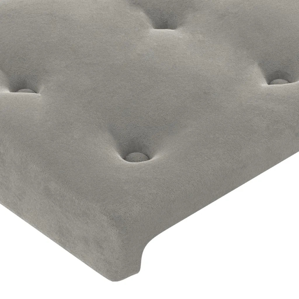 Testiera ad Orecchio-Testata con Orecchie Grigio Chiaro 163x16x78/88 cm in Velluto 280478