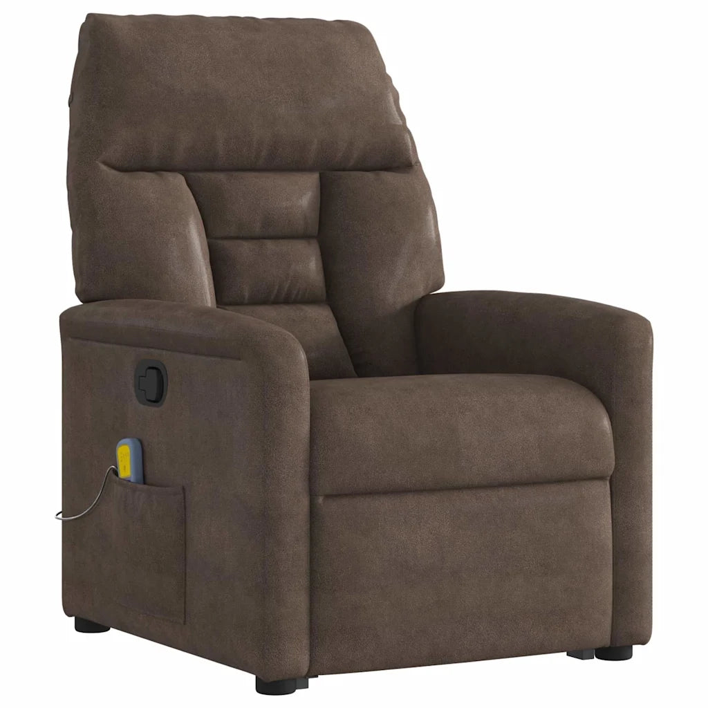 Poltrona Alzapersona Reclinante Massaggiante Marrone Microfibra 3303093