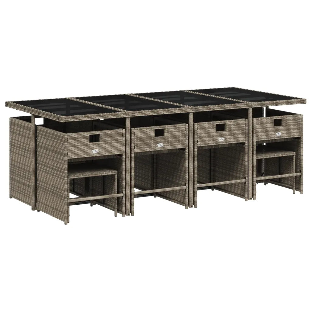 Set da pranzo da giardino da 13 pz con Cuscini in Polyrattan Grigio 3277932