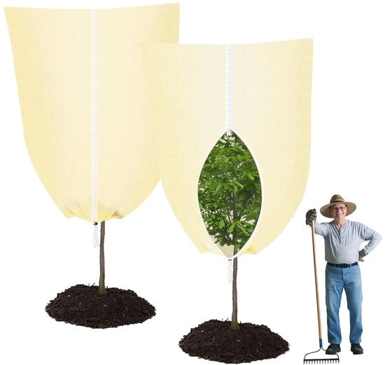 2-pack Protezione per piante Copertura adesiva impermeabile per piante da vaso con corda per tirare Borse per piante con cerniera Protezione invernale per piante da esterno 180x120CM