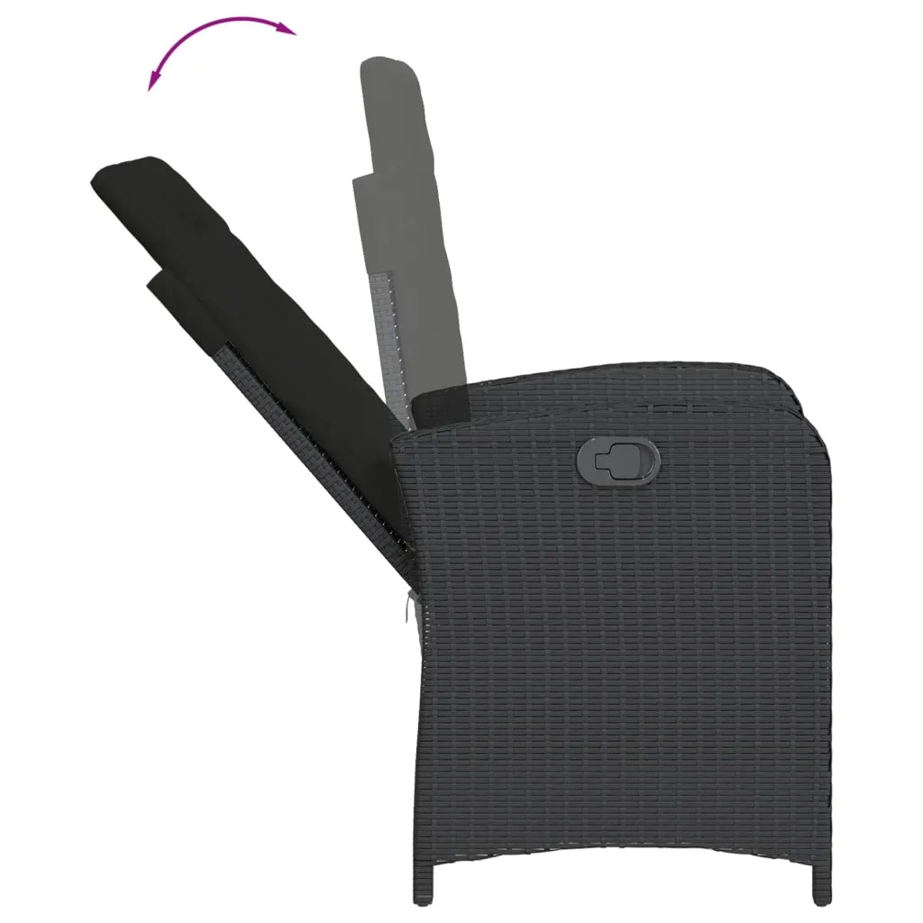 Set da Bistrò 3 pz con Cuscini Nero in Polyrattan 365177