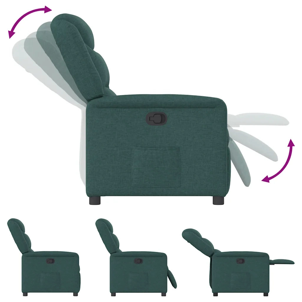 Poltrona Massaggiante | Sedia Relax Reclinabile Verde Scuro in Tessuto