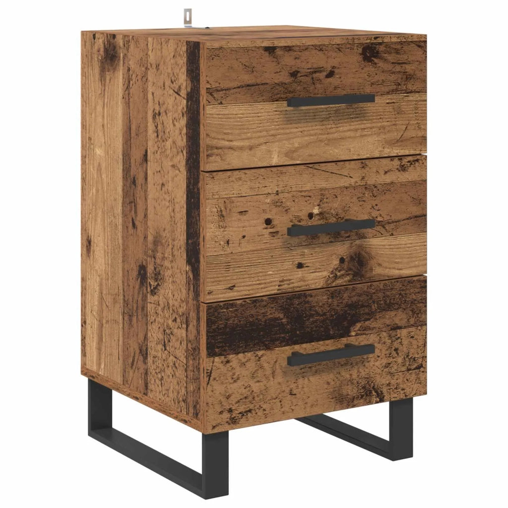 Comodino | Armadio da Notte | Mobiletto da notte con cassetto Legno vecchio 40 x 40 x 66 cm