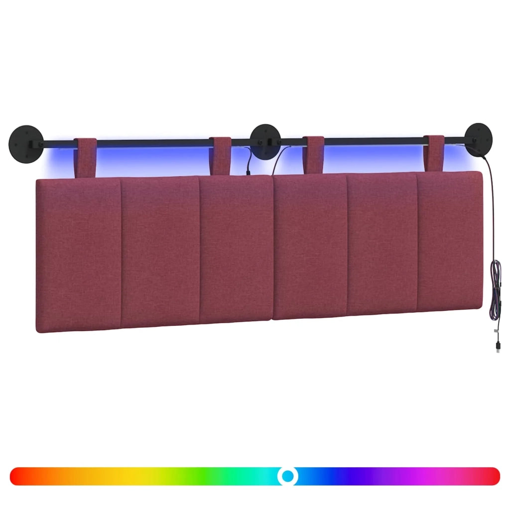 Testiera sospesa Con luce LED Rosso Vino Tessuto 3424792