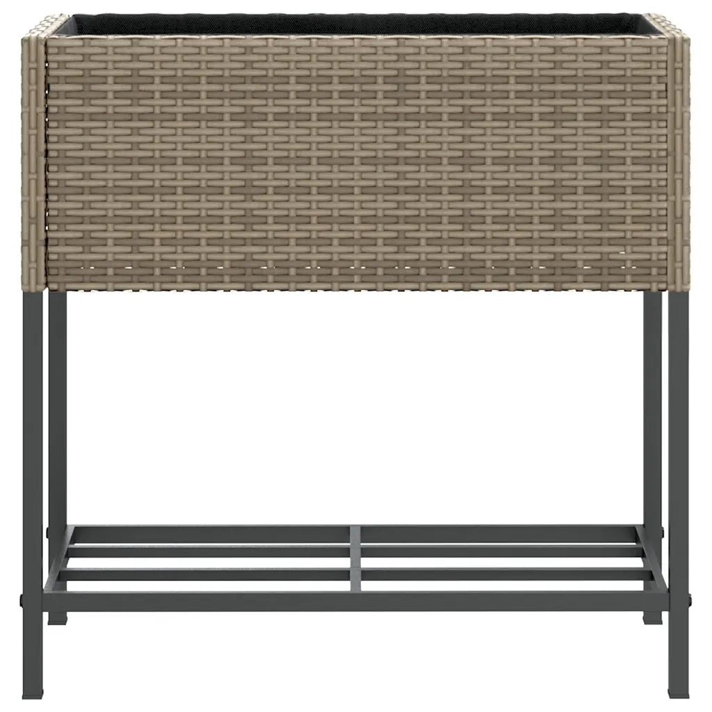 Fioriera da Giardino con Ripiano Grigia in Polyrattan 366389