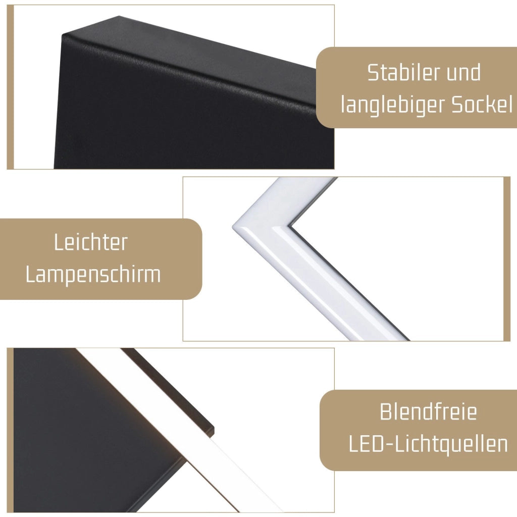 ZMH Lampada da soffitto LED nera moderna quadrata 2 cornici 3000K per soggiorno